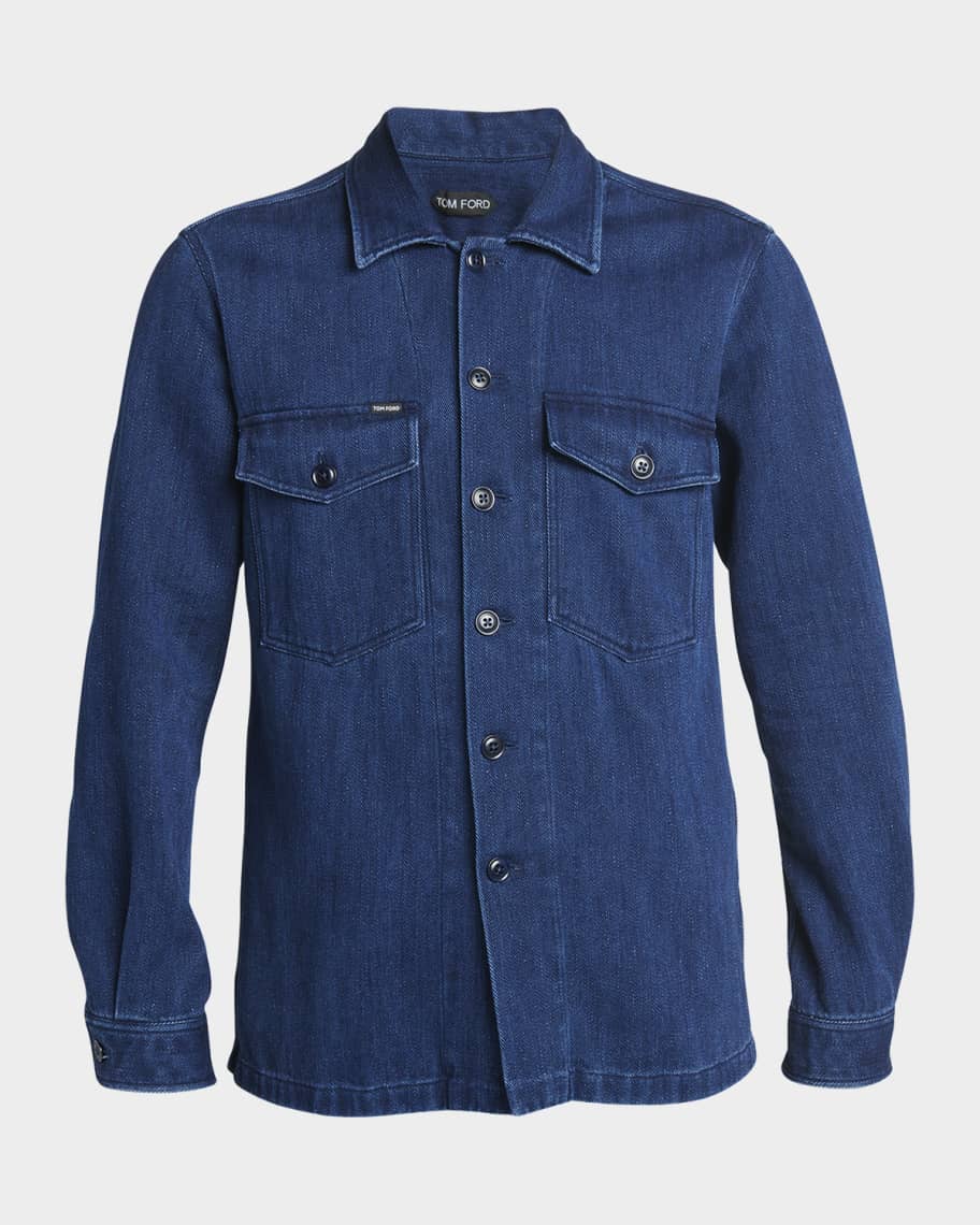 TOM FORD Men's Dark Wash Denim Overshirt | Neiman Marcus
