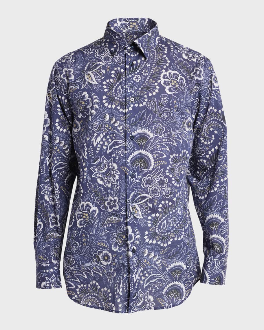 Etro Men's Large Paisley Button-Down Shirt
