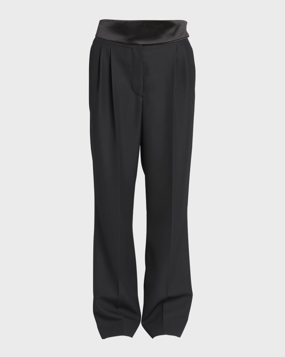 ボトムスその他 Stella McCartney Dark chocolate wide leg pants in wool Women Dark chocolate brown High-Rise Wide-Leg Wool Pants