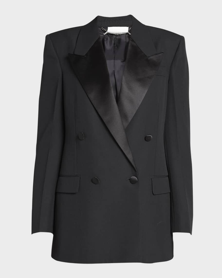 ジャケット Stella McCartney FW24 TUXEDO DB JACKET (6501163CU704 1000) Stella McCartney Double-Breasted Tuxedo Jacket | Neiman Marcus