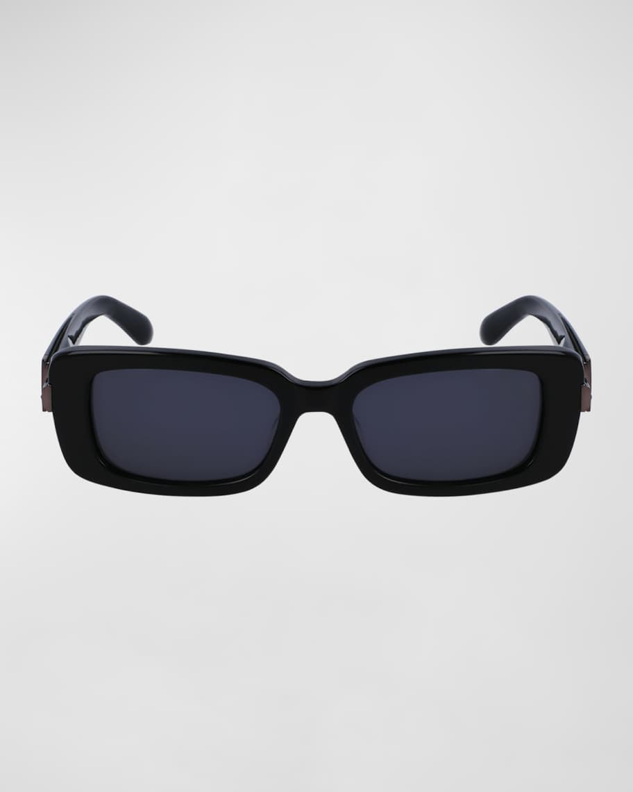 Ferragamo Gancini Evolution Acetate & Metal Rectangle Sunglasses