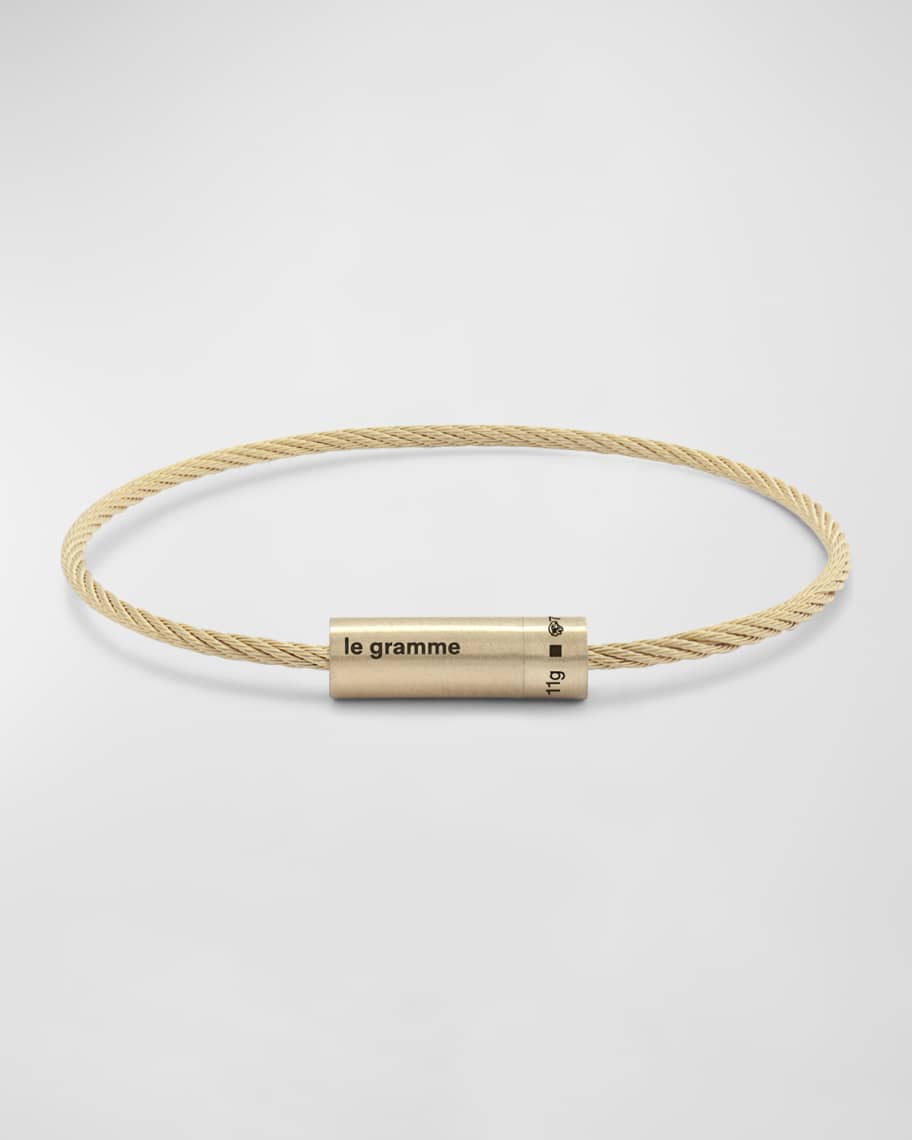 Le Gramme Men's Brushed 18K Yellow Gold Cable Bracelet | Neiman Marcus