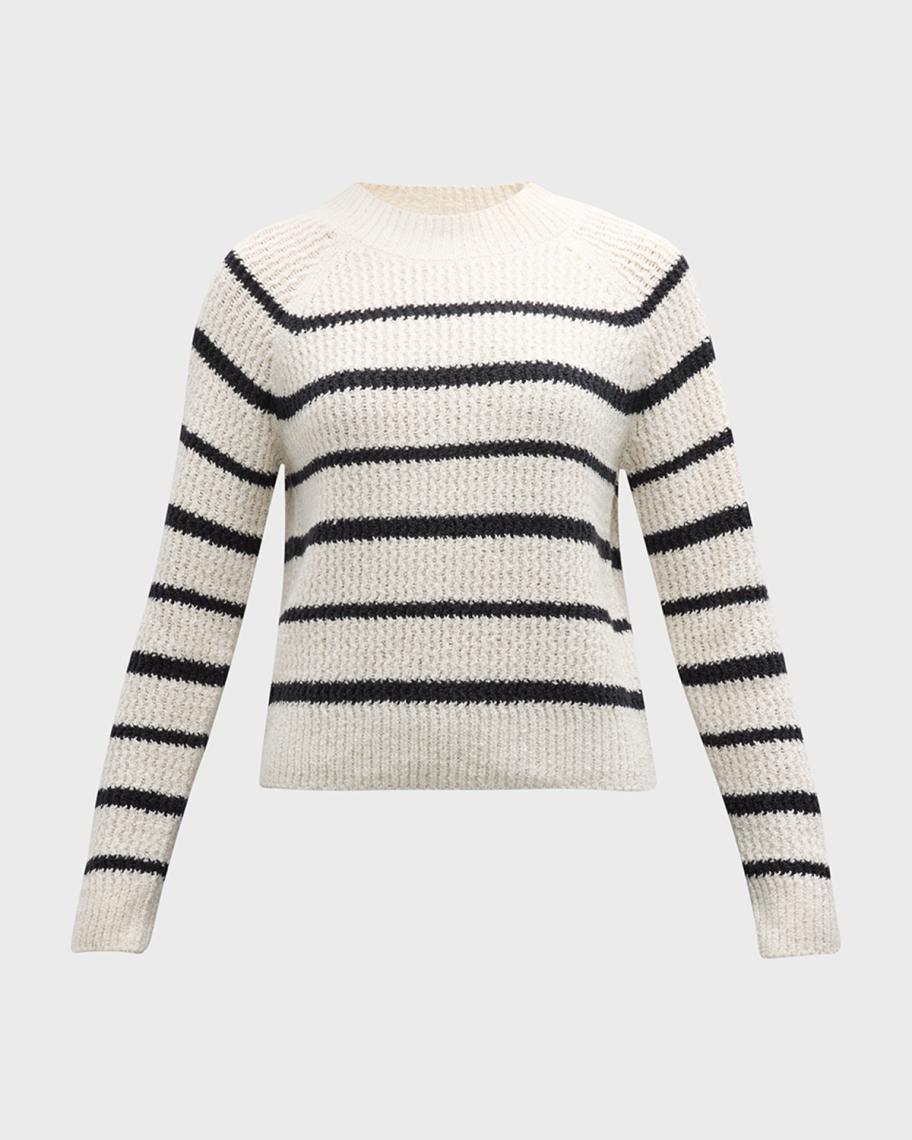 Vince Ribbed Stripe Raglan-Sleeve Crewneck Sweater | Neiman Marcus