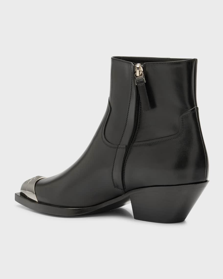 Image 3 of 6: Calfskin 4G Metal-Toe Western Booties