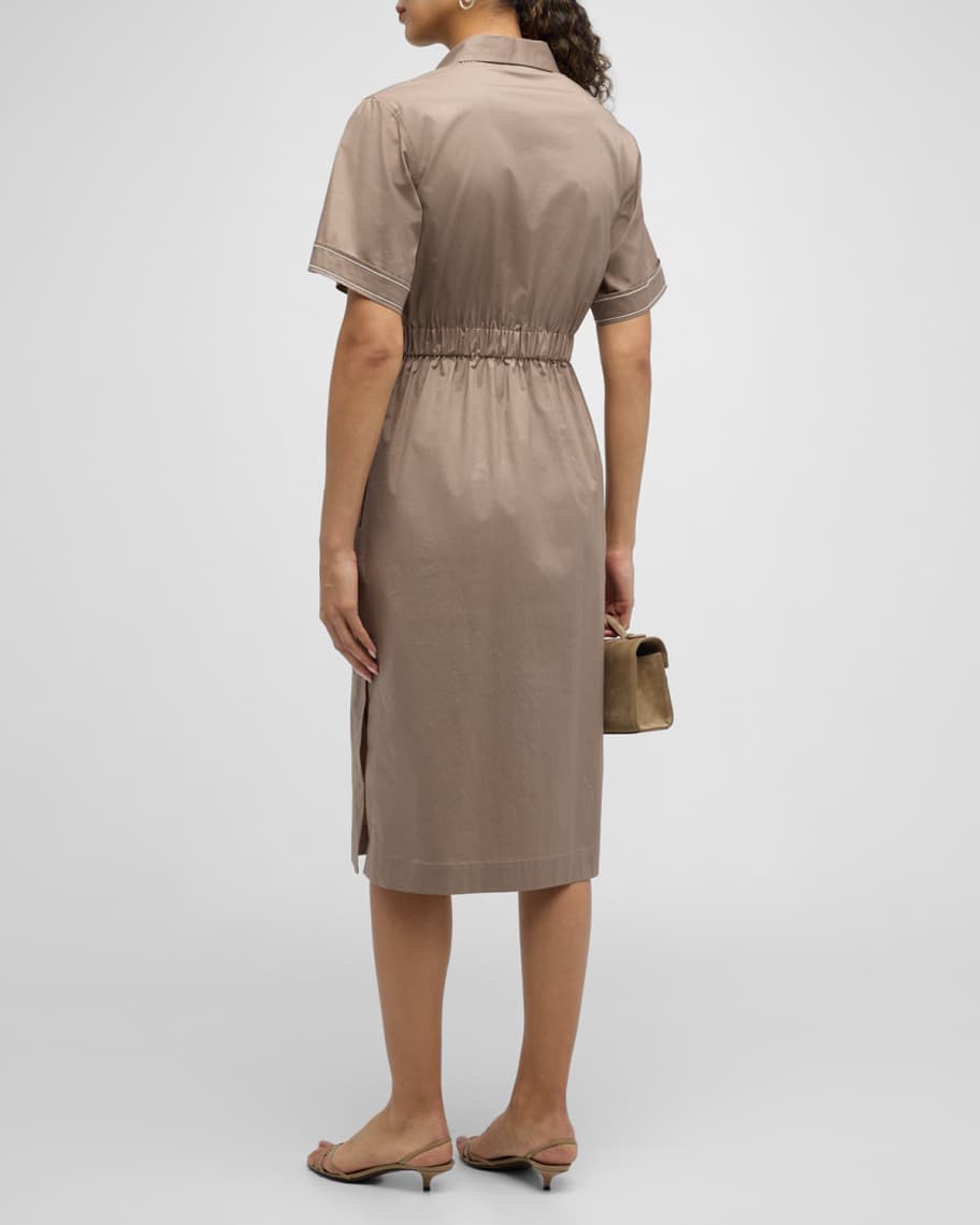 Image 3 of 6: Belted Bead-Trim A-Line Midi Dress