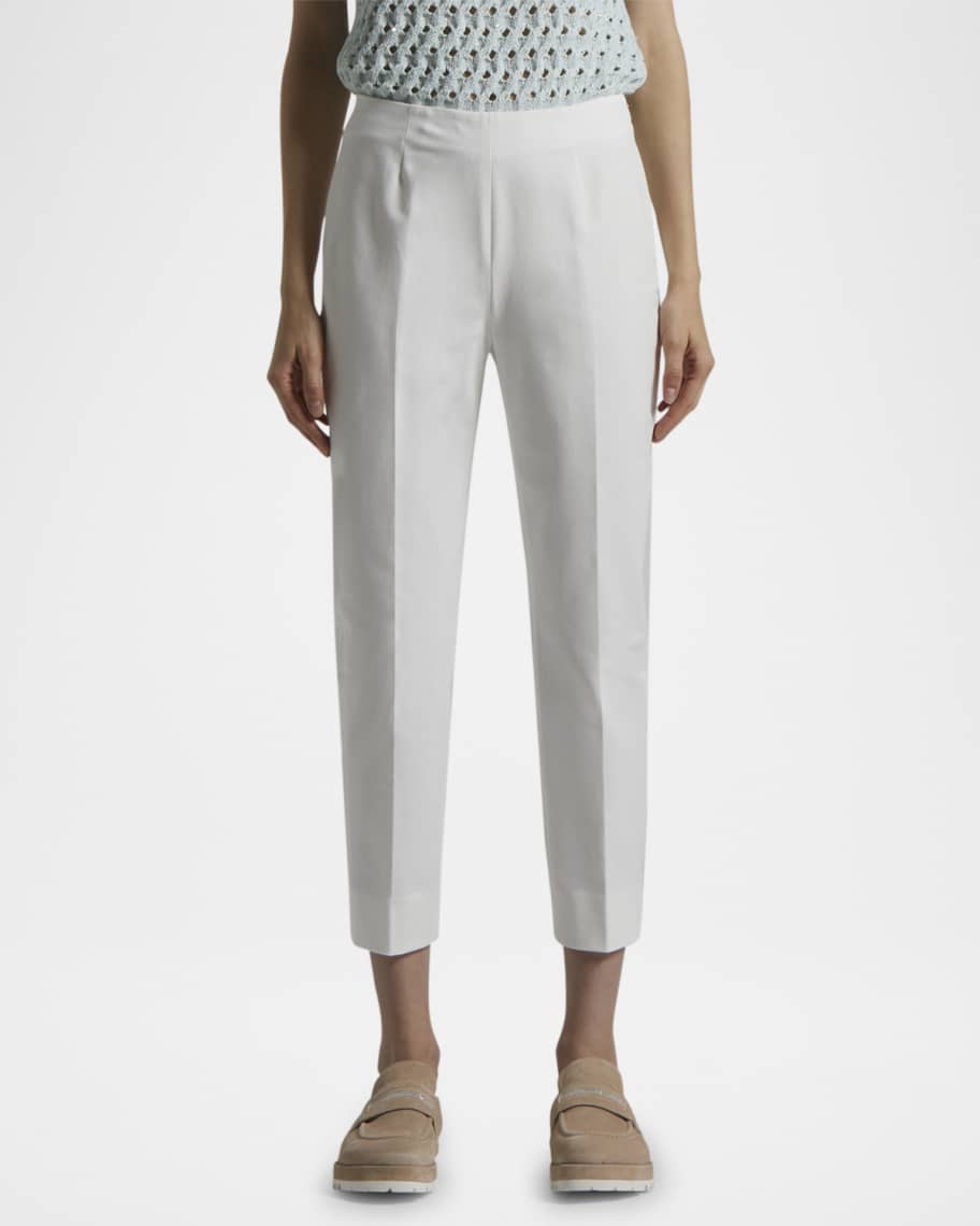 Peserico Cropped Slit-Hem Tapered Pants | Neiman Marcus