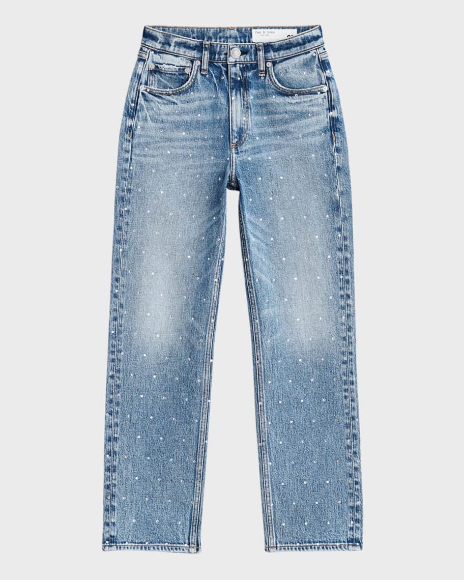 Rag & Bone Harlow JewelEmbellished StraightLeg Jeans Neiman Marcus