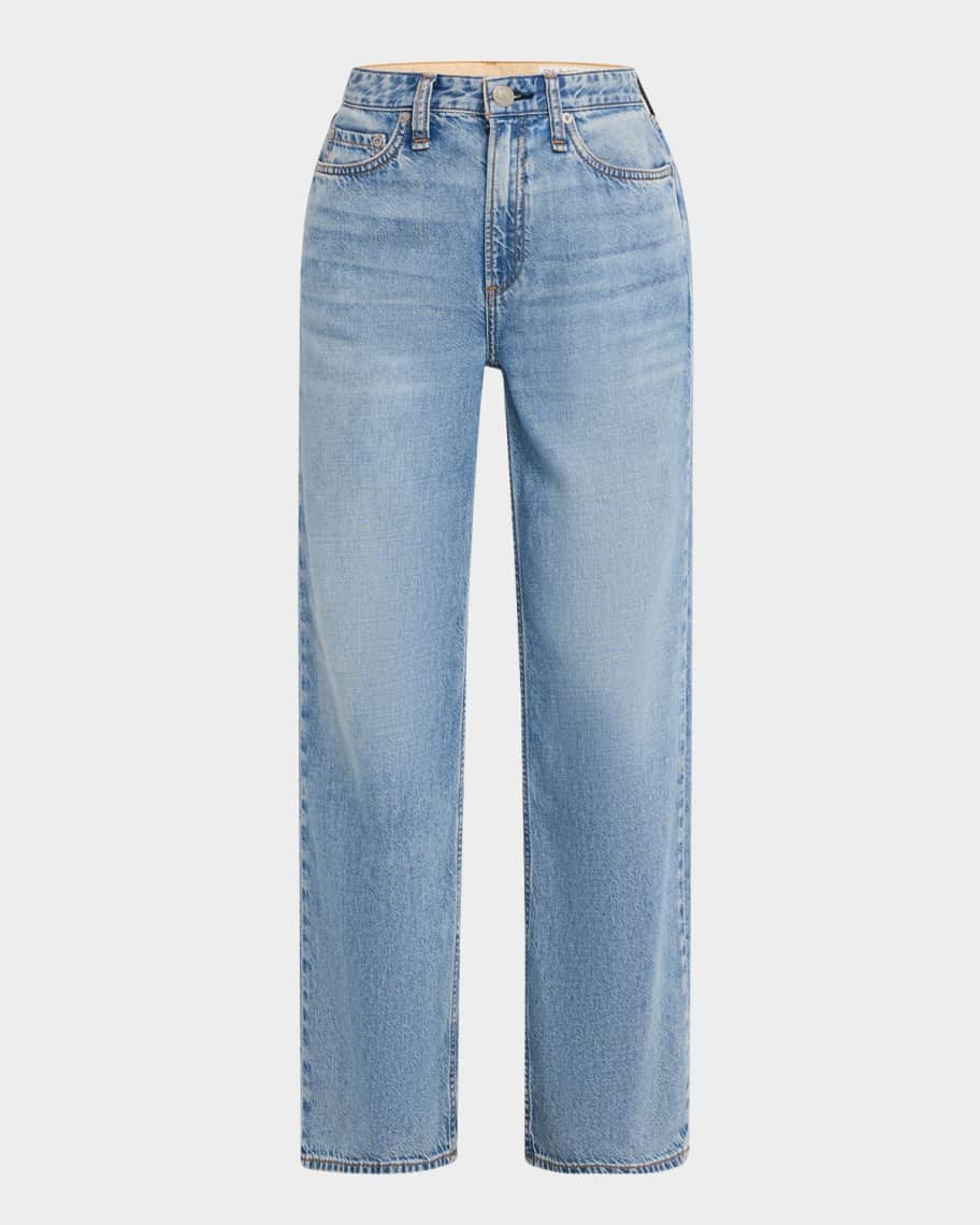 V-waist long baggy jeans in vintage blue denim, Saint Laurent