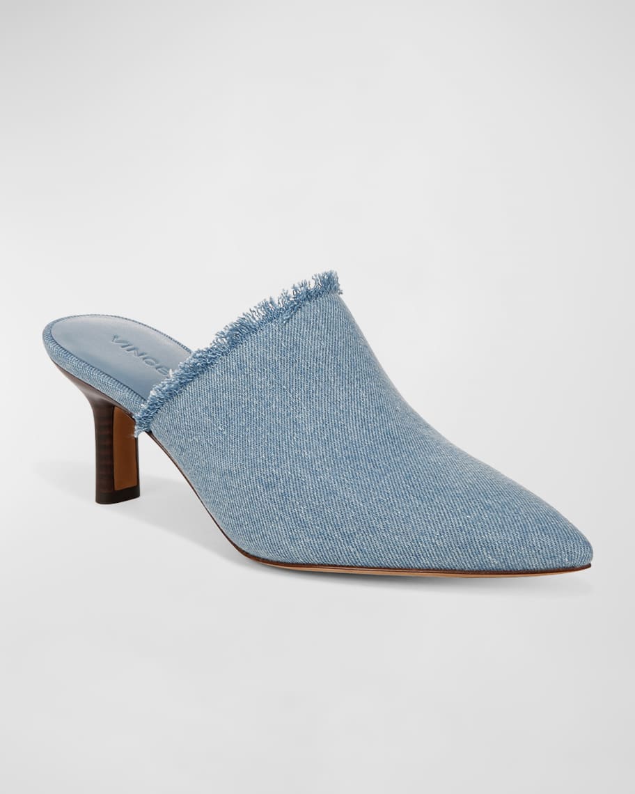 Image 3 of 4: Penelope Frayed Denim Mules