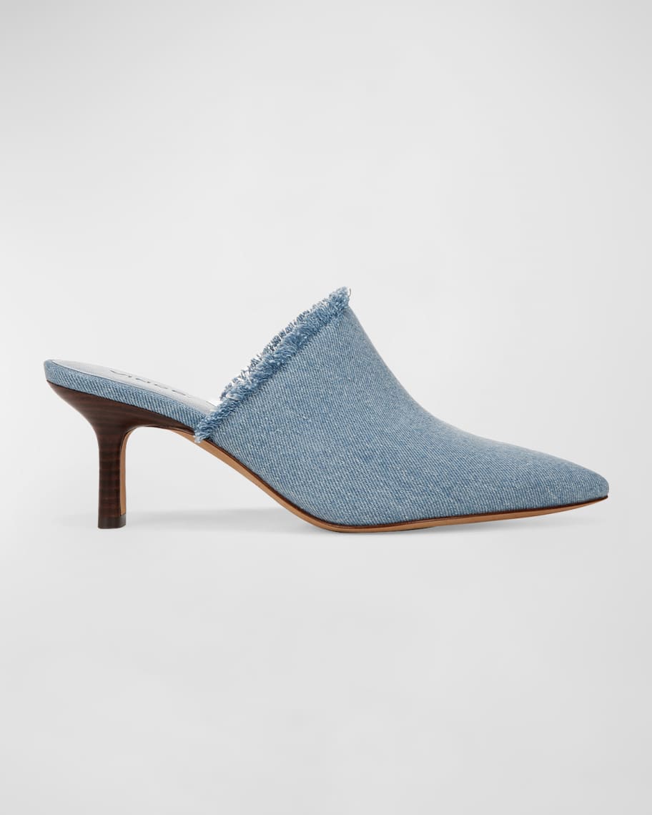 Image 1 of 4: Penelope Frayed Denim Mules