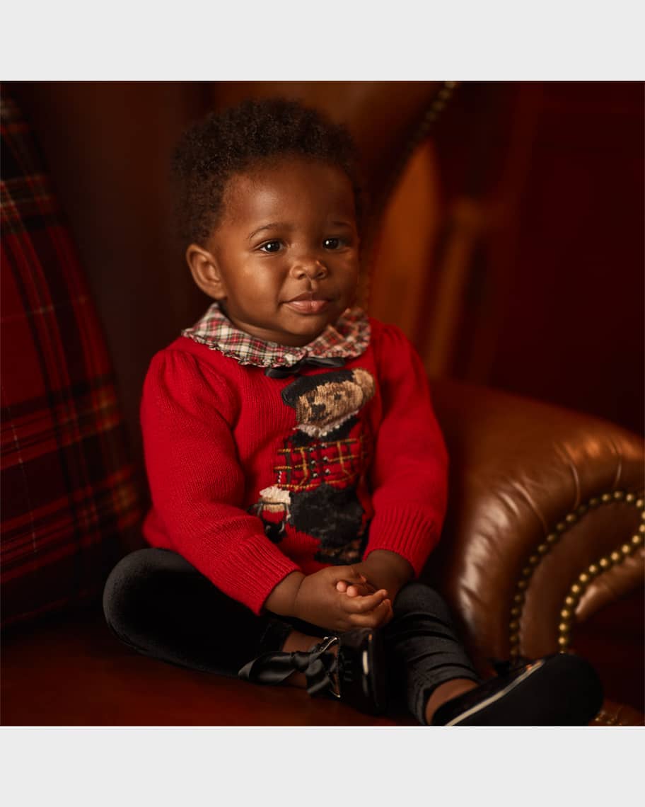 Image 3 of 5: Girl's Polo Bear Parisian-Inspired Intarsia Sweater, Size 3M-24M