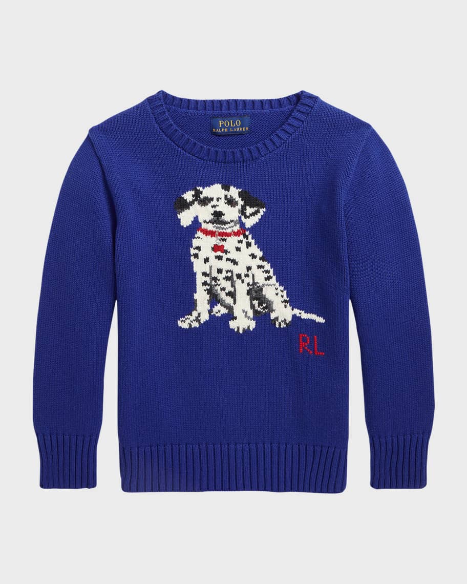 Ralph Lauren Childrenswear Boy's Dalmatian Intarsia Knit Sweater, Size ...