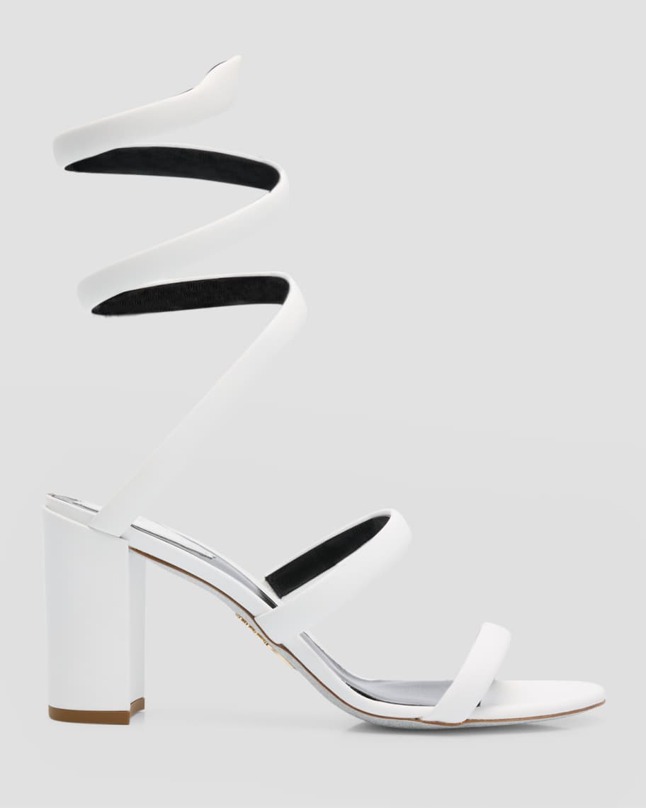 Image 1 of 6: Cleo Leather Snake-Wrap Sandals