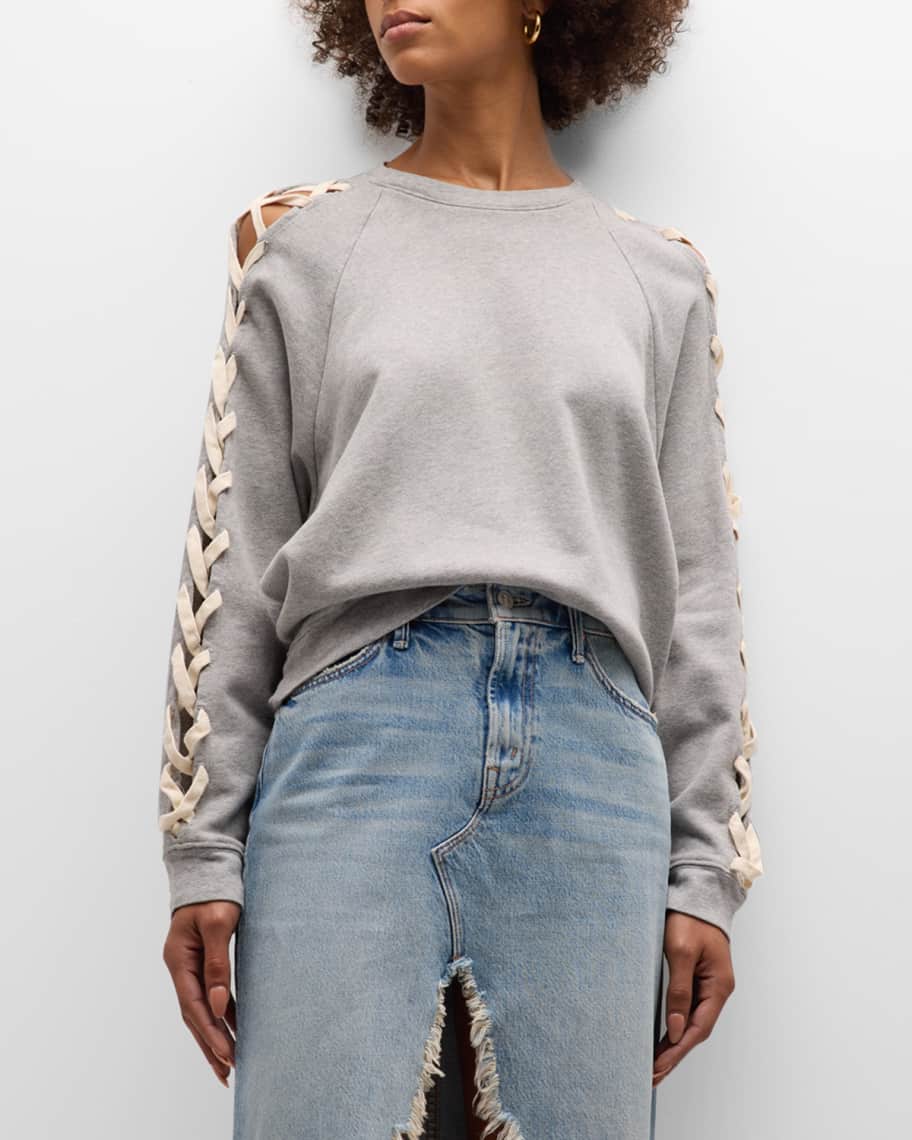 MOTHER The Lace Up Biggie Concert Sweatshirt Neiman Marcus