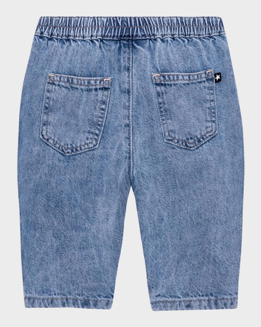 Image 2 of 2: Kid's Sois Embroidered Happy Face Denim Pants, Size 6M-2