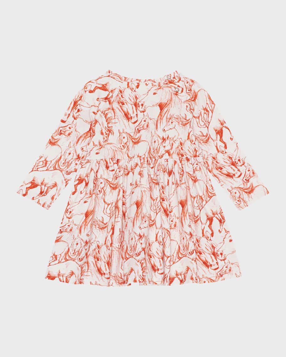 Image 2 of 2: Girl's Charmaine Horse-Print Dress, Size 6M-2