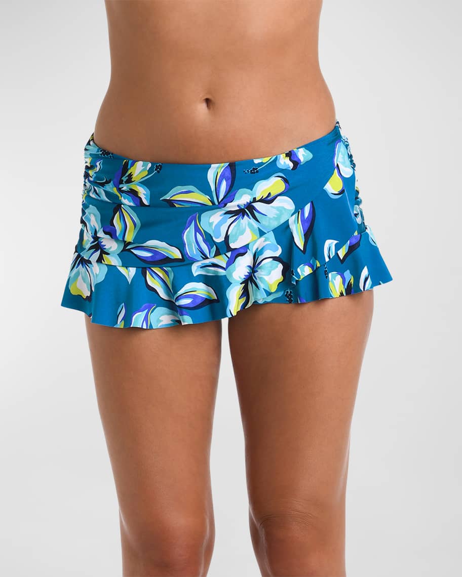 La Blanca Women's Plus Tranquilty Tropical Print Ruffle Hem Swim Skirt main image 0