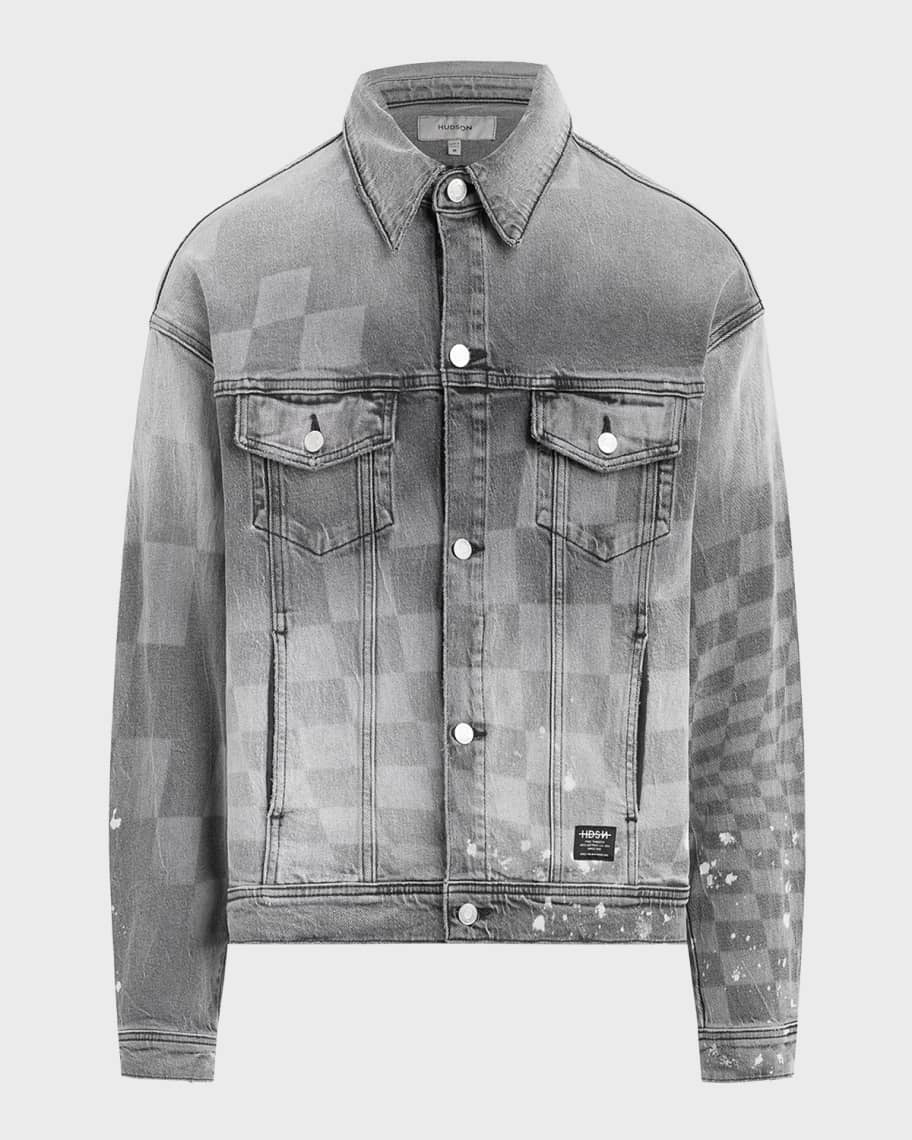 ジャケット・アウター check trucker jacket Hudson Men's Check Denim Trucker Jacket | Neiman Marcus