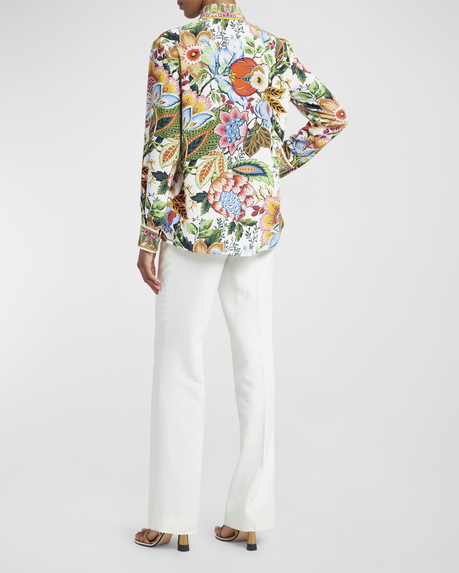 Image 3 of 6: Tree of Life Long-Sleeve Floral Silk Shirt
