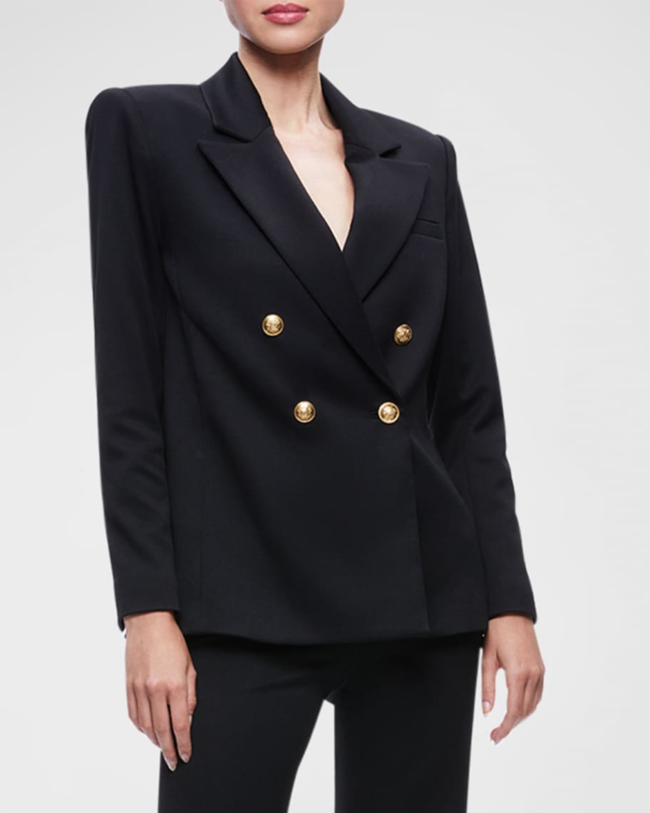 Alice + Olivia Anthony Double-Breasted Strong-Shoulder Blazer | Neiman ...