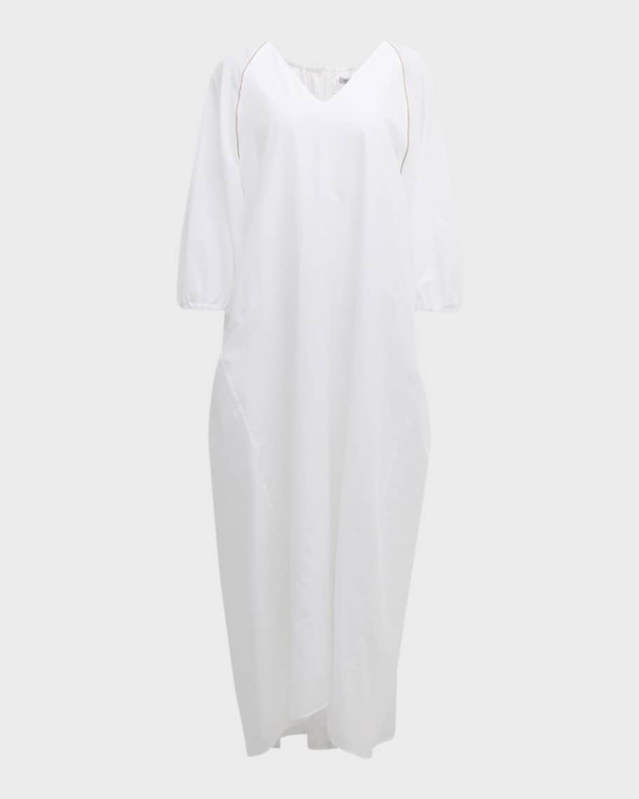 Image 2 of 6: Chain-Embellished Cotton Maxi Shift Dress