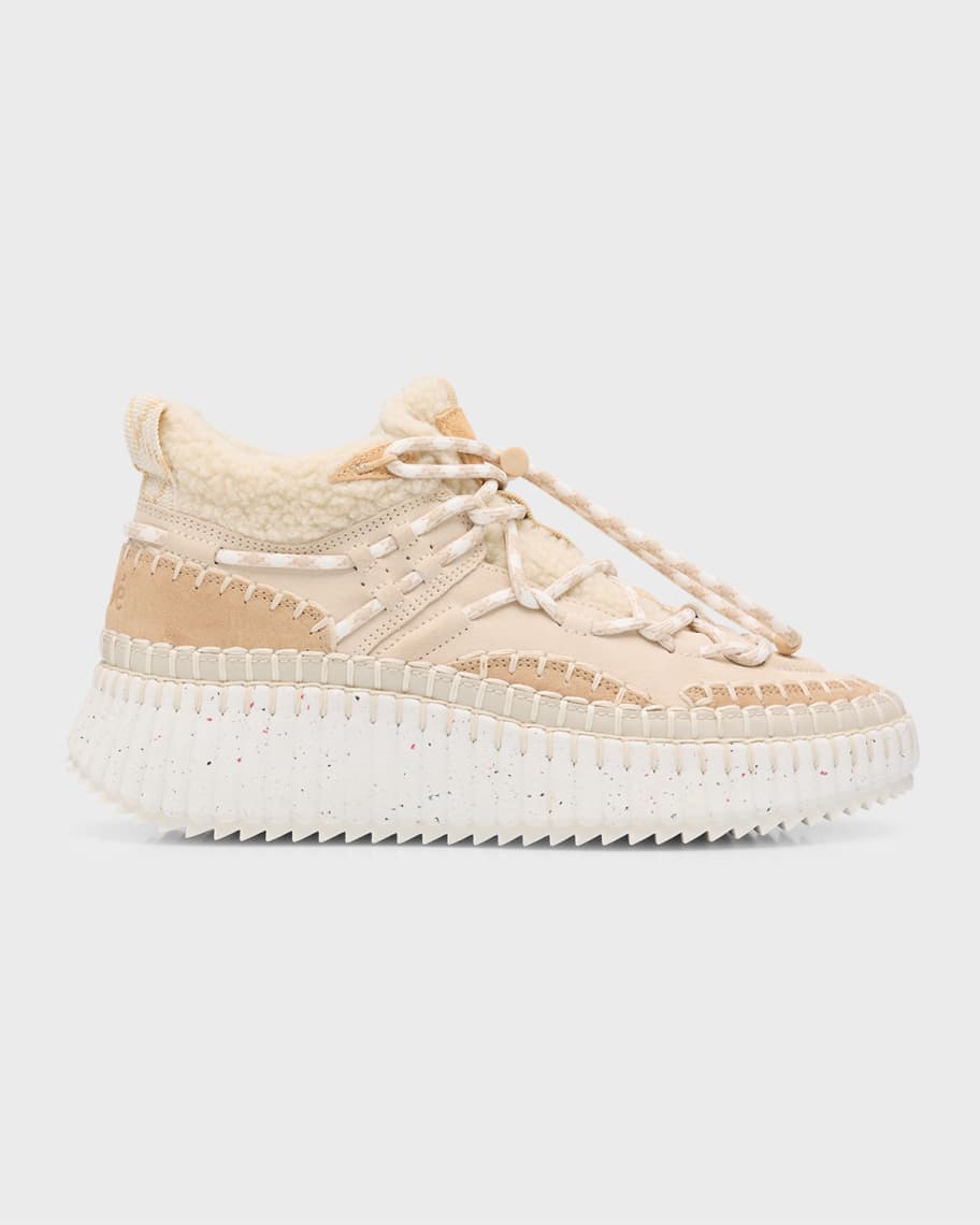 Image 1 of 6: Nama Suede Shearling Sneaker Booties