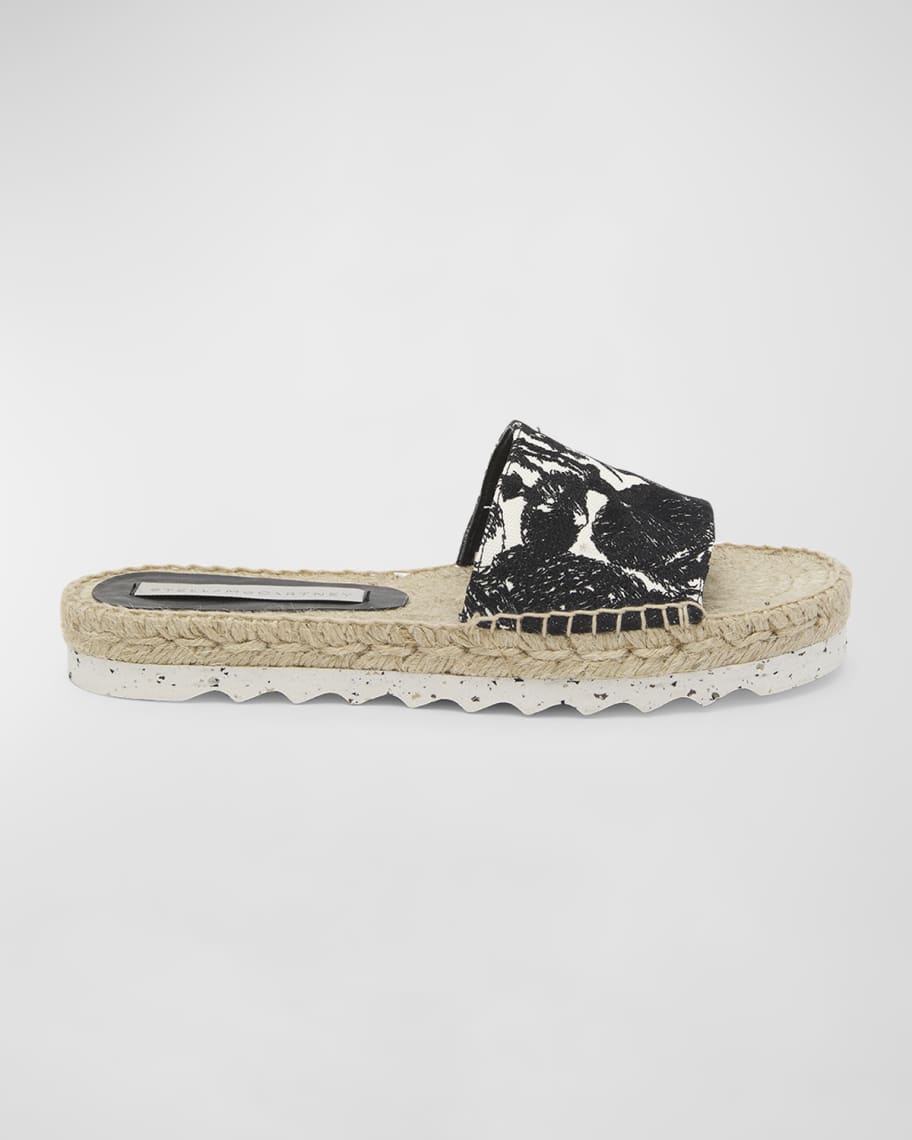 Image 1 of 6: Gaia Embroidered Mushroom Espadrille Slides