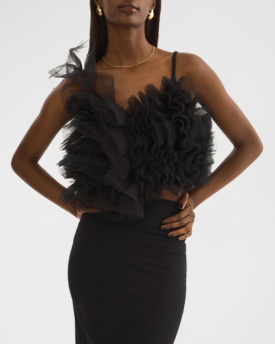 LaMarque Feleta Sleeveless Embellished Tulle Top | Neiman Marcus