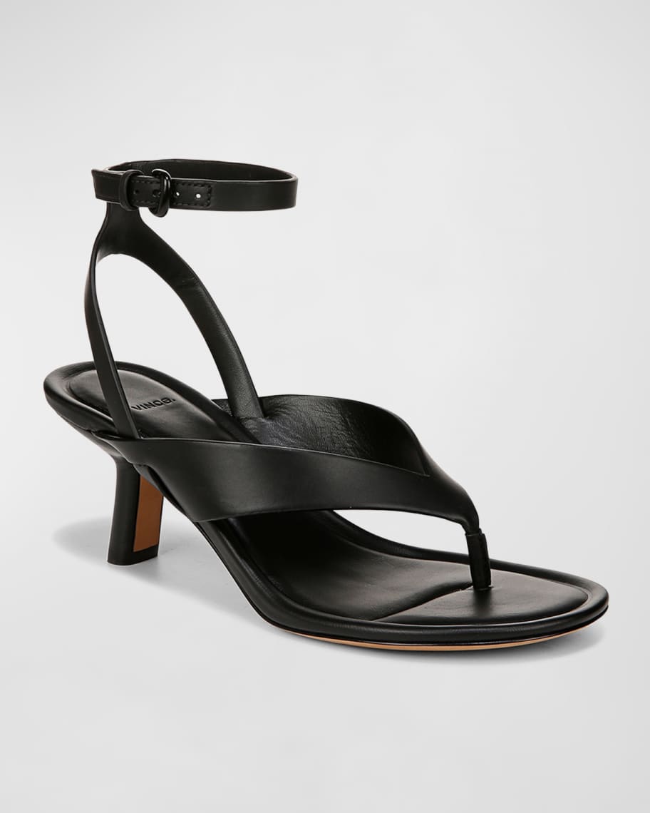Image 3 of 4: Julian Leather Ankle-Strap Thong Sandals