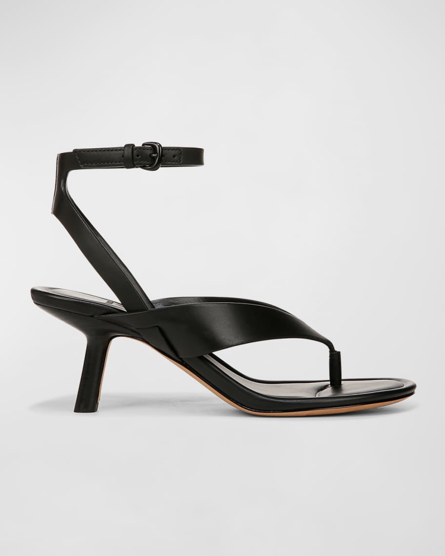 Image 1 of 4: Julian Leather Ankle-Strap Thong Sandals