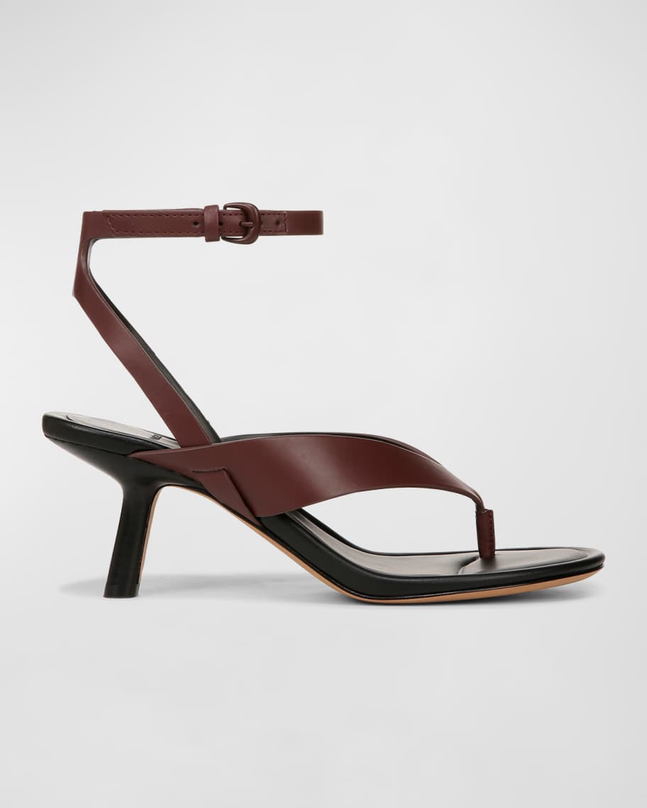 Vince Julian Leather Ankle-Strap Thong Sandals | Neiman Marcus