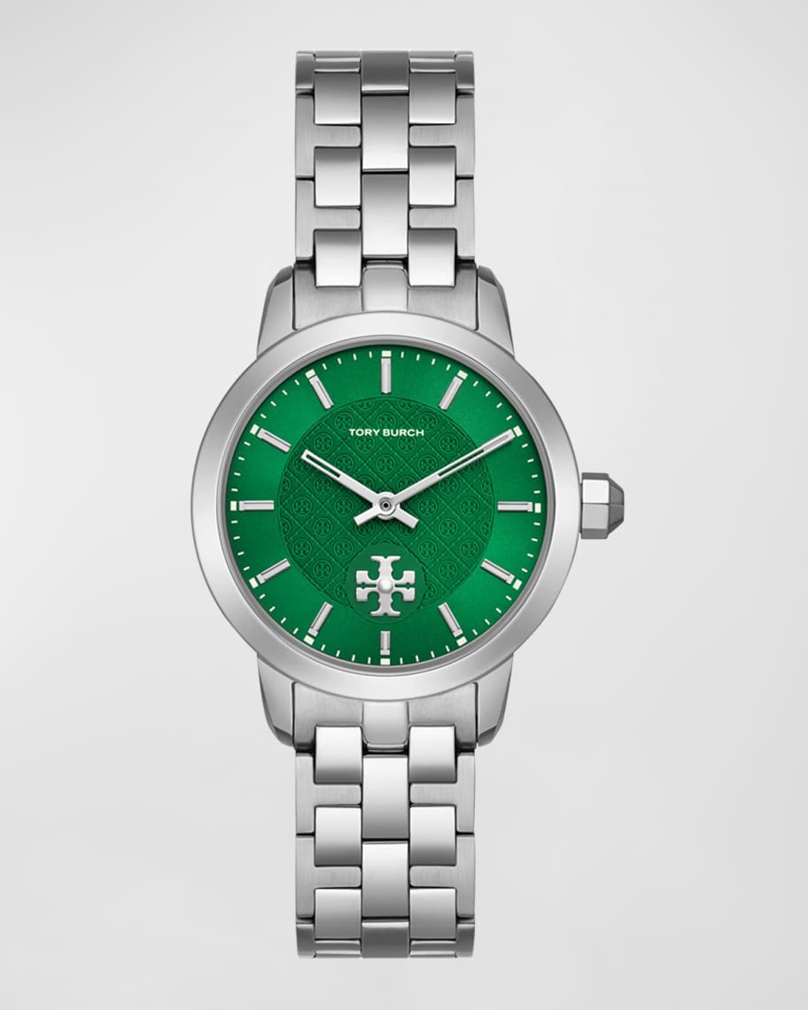 Tory Burch The Tory Three Hand Silver Tone Stainless Steel Watch