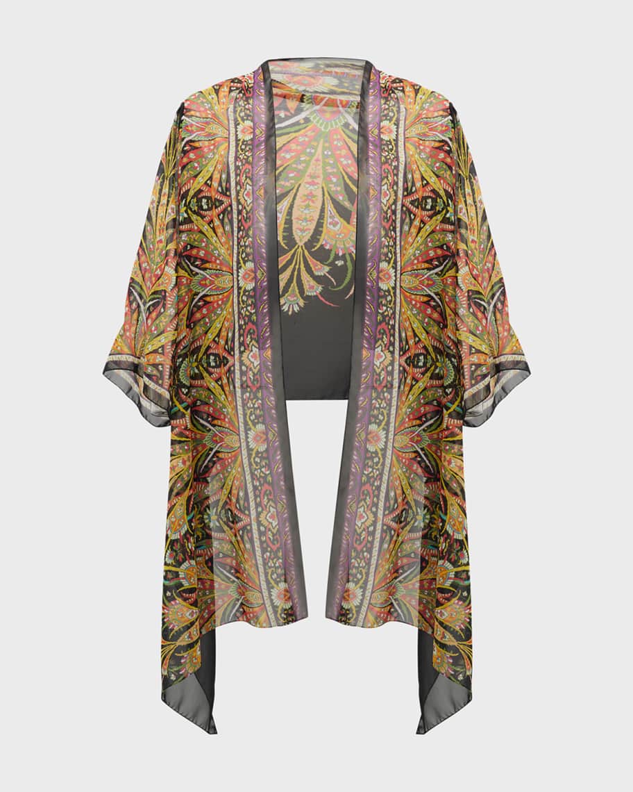 Image 1 of 6: Kaleidoscope Sheer Open High-Low Poncho