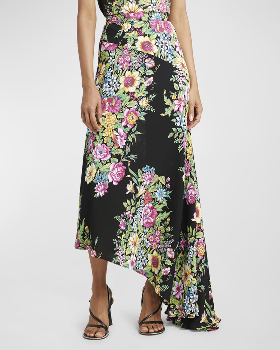 ETRO floral-print straight skirt - Neutrals