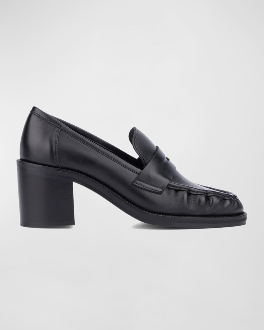Aquatalia Josette Leather Heeled Penny Loafers Neiman Marcus