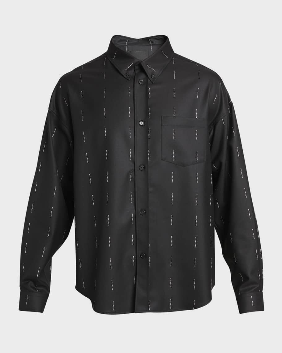 Givenchy Men's Dress Shirt with Logo Pinstripes Neiman Marcus