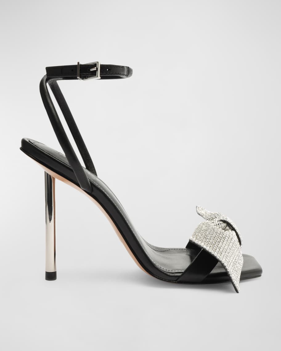 Schutz Mila Crystal Bow Ankle-Strap Sandals | Neiman Marcus