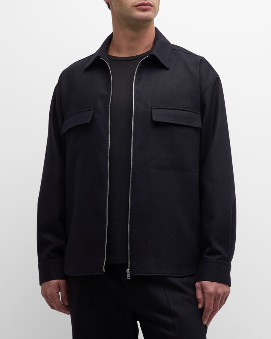 FRAME Men's Modern Flannel Zip Jacket | Neiman Marcus