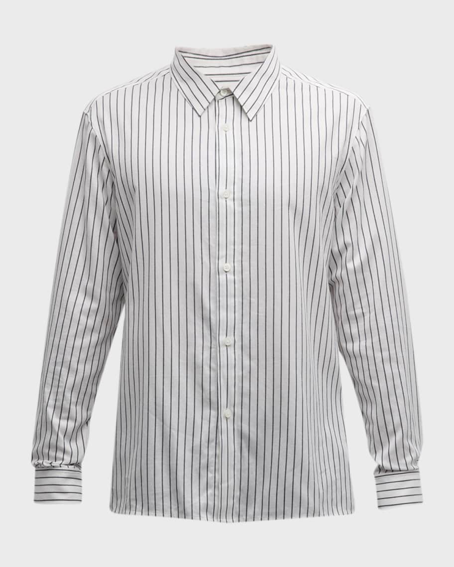 Image 1 of 6: Men's Classic Striped Button-Down Shirt