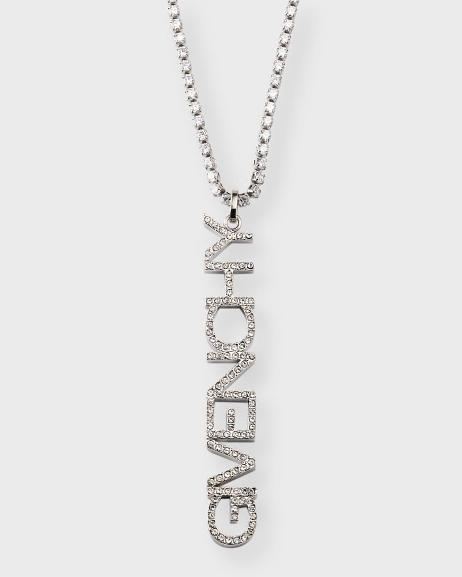 Givenchy Men's Crystal Logo Lettering Pendant Necklace Neiman Marcus