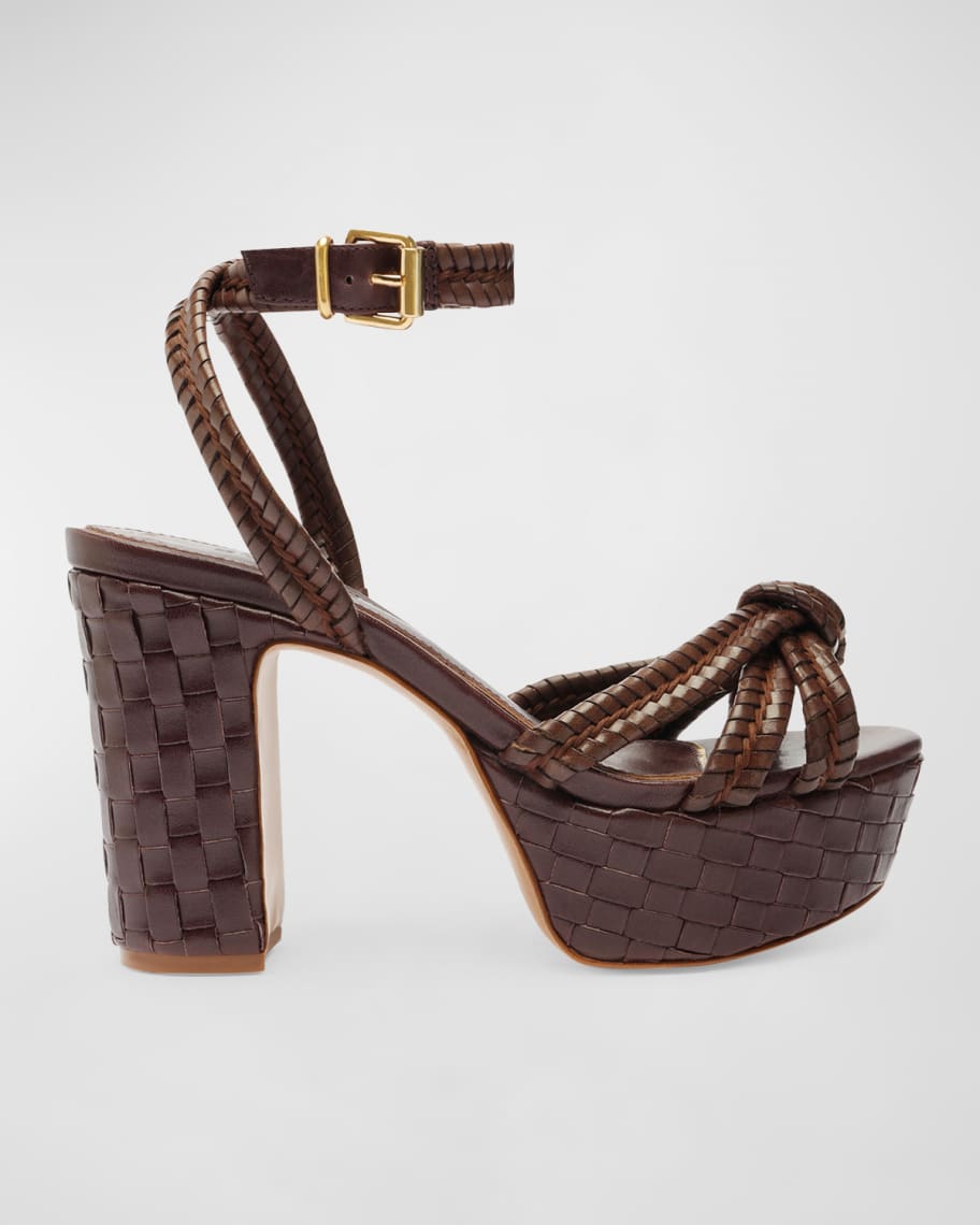 Schutz Kathleen Woven Ankle-Strap Platform Sandals