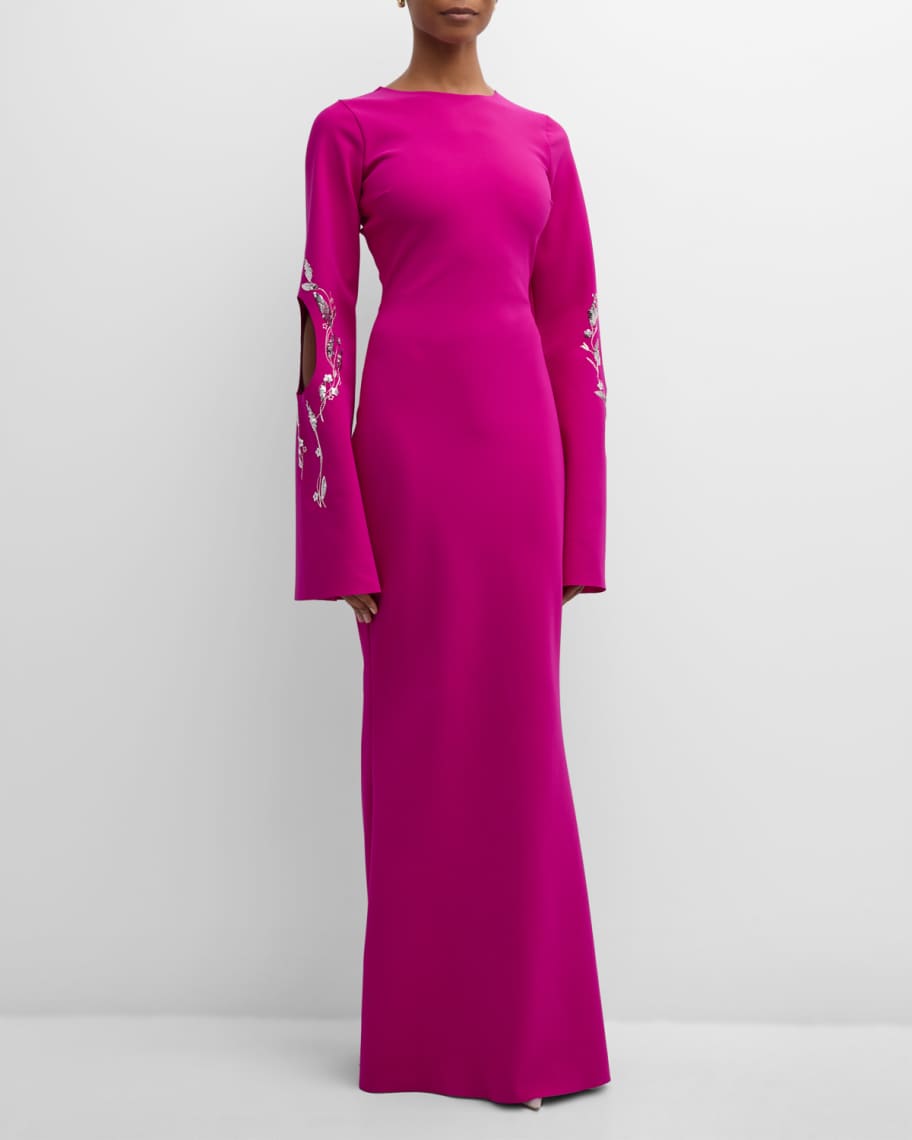 Chiara Boni La Petite Robe Cutout Floral Sequin Column Gown