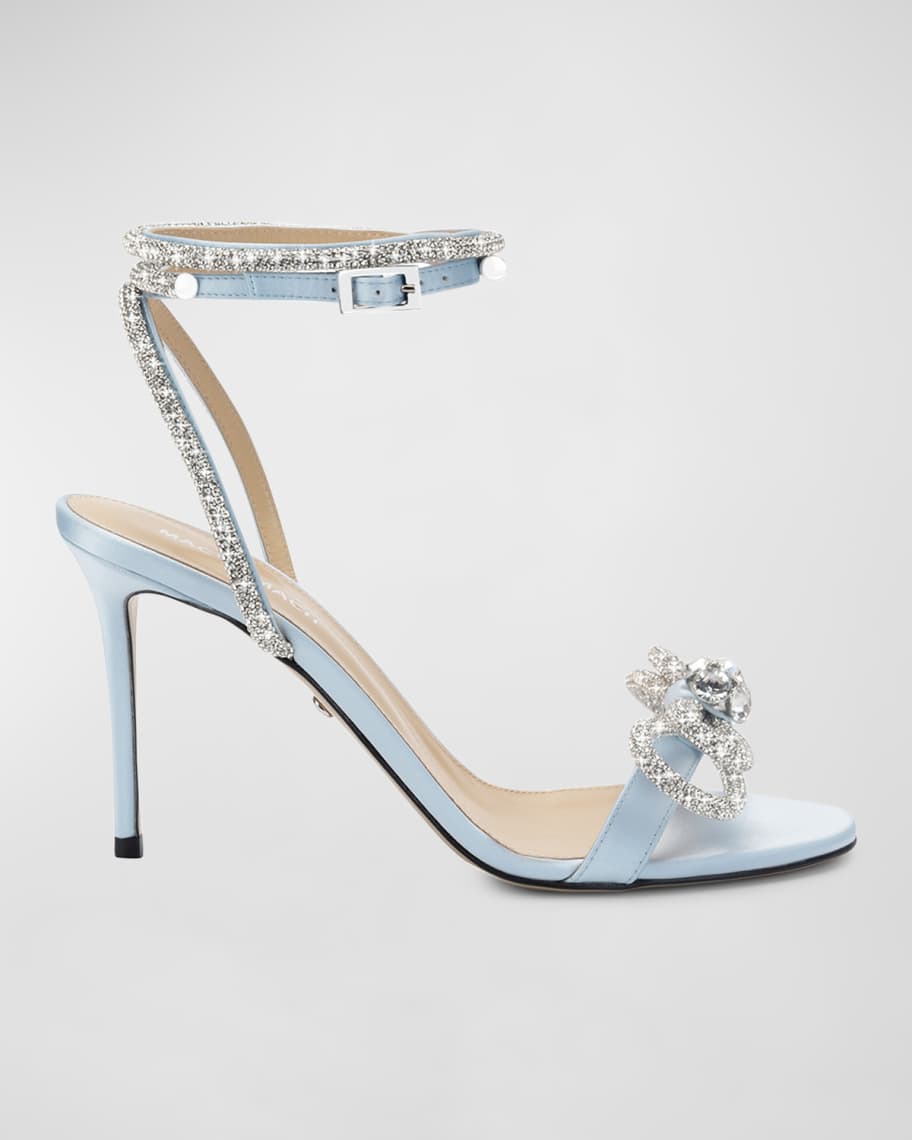 MACH & MACH Crystal-Embellished Double Bow Satin Stiletto Sandals ...