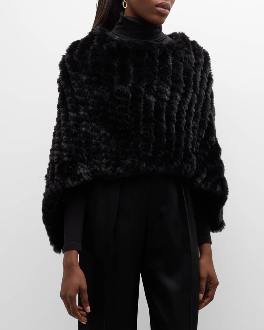 Kelli Kouri Triangle Faux Fur Poncho | Neiman Marcus