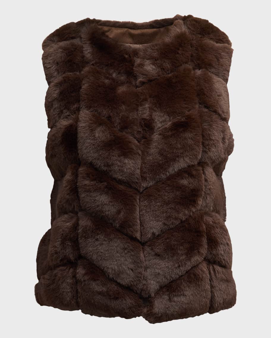 Image 2 of 6: Chevron Faux Fur Vest