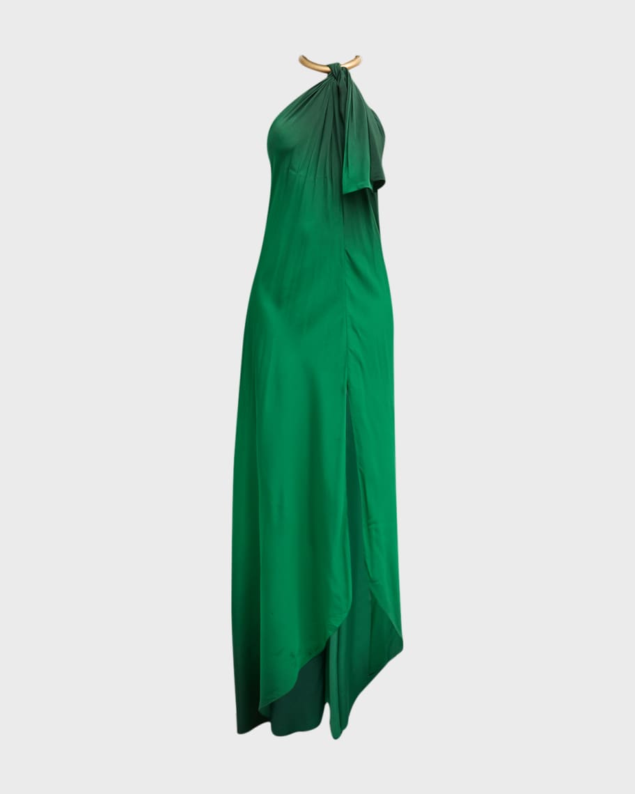 Image 2 of 6: Dreamers Refuge Ombre Slit-Hem Choker Halter Maxi Dress