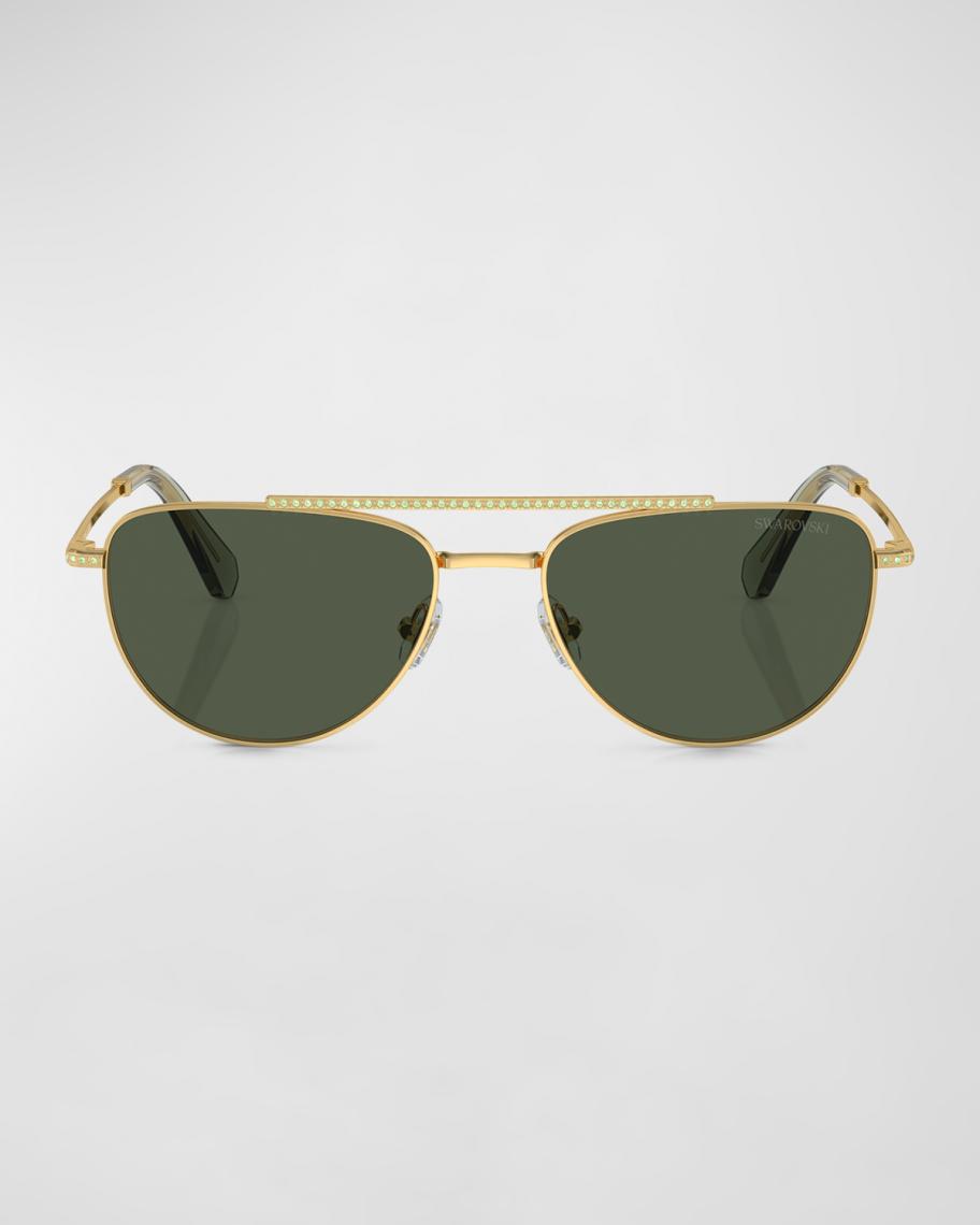 Swarovski Swarovski Crystal Aviator Sunglasses Swarovski Crystal-Embellished Aviator Sunglasses - Silver  main image 3