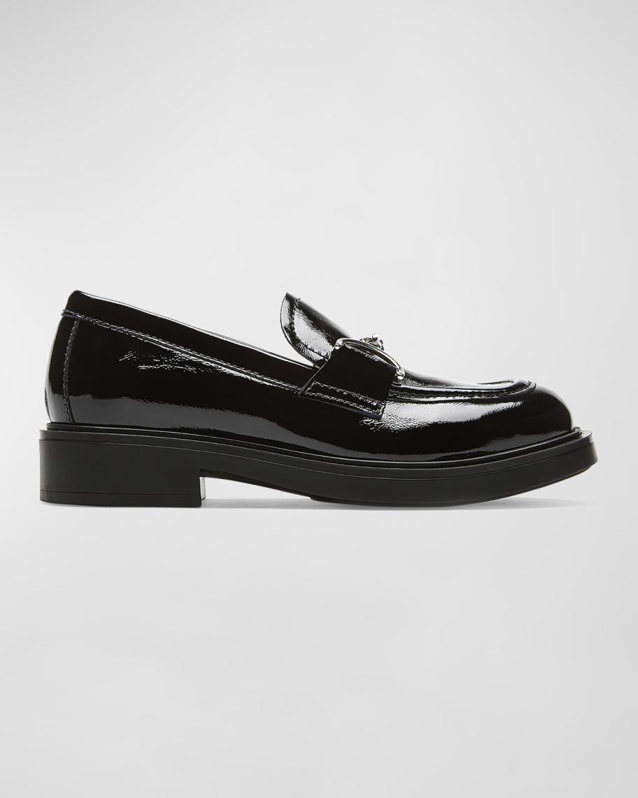 Celine Black Patent Leather Lug-Sole Penny Loafers with Gold Emblem Celine | Shoes | Celine Loafers | Poshmark main image 3