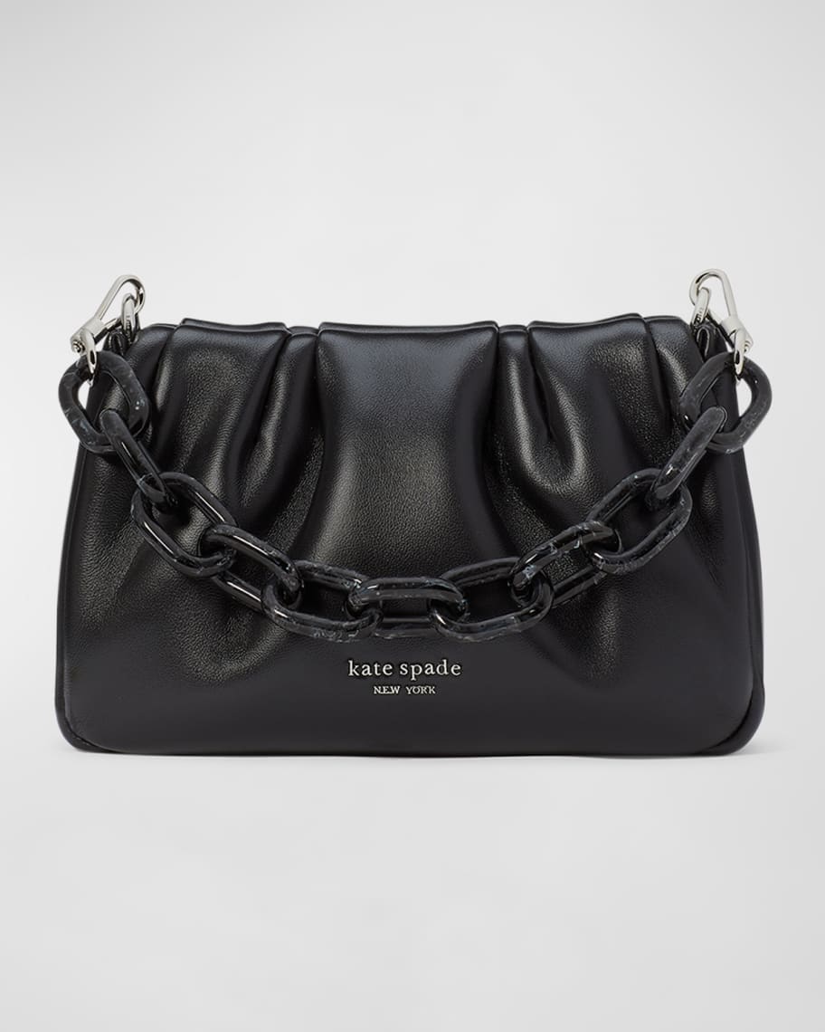 Image 1 of 6: ruched leather crossbody bag