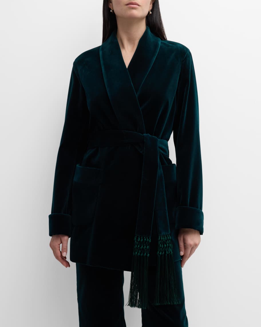 Loro Piana Giacca Raniya Belted Velvet Wrap Coat | Neiman Marcus